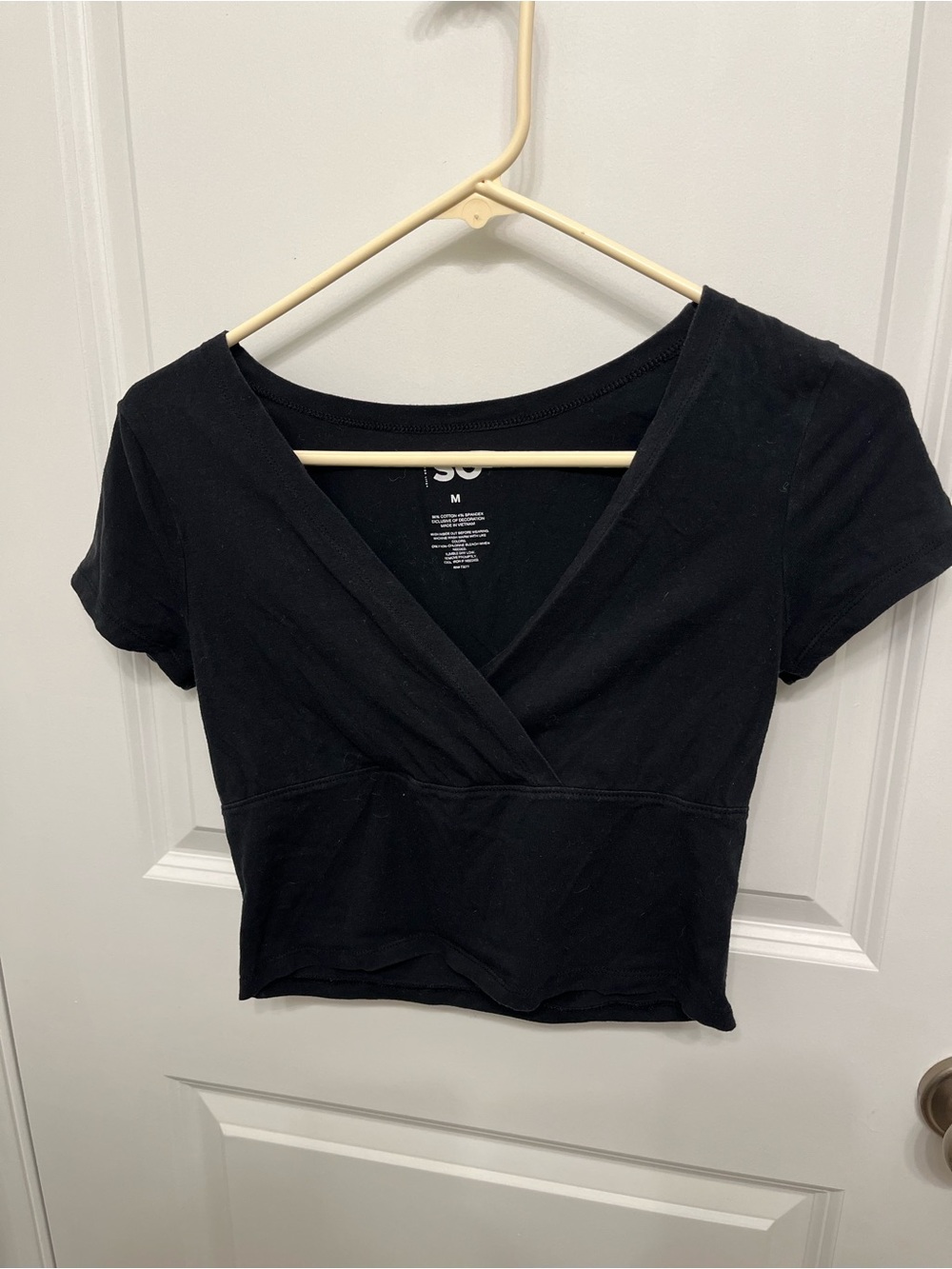 SO Black Wrap-Style Crop Top